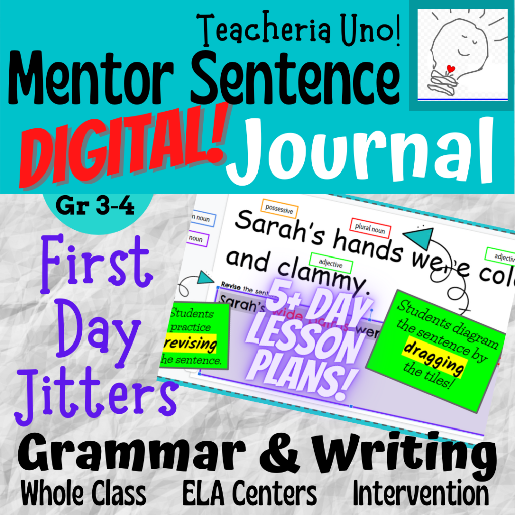 TPT First Day Jitters Mentor Sentence Resource